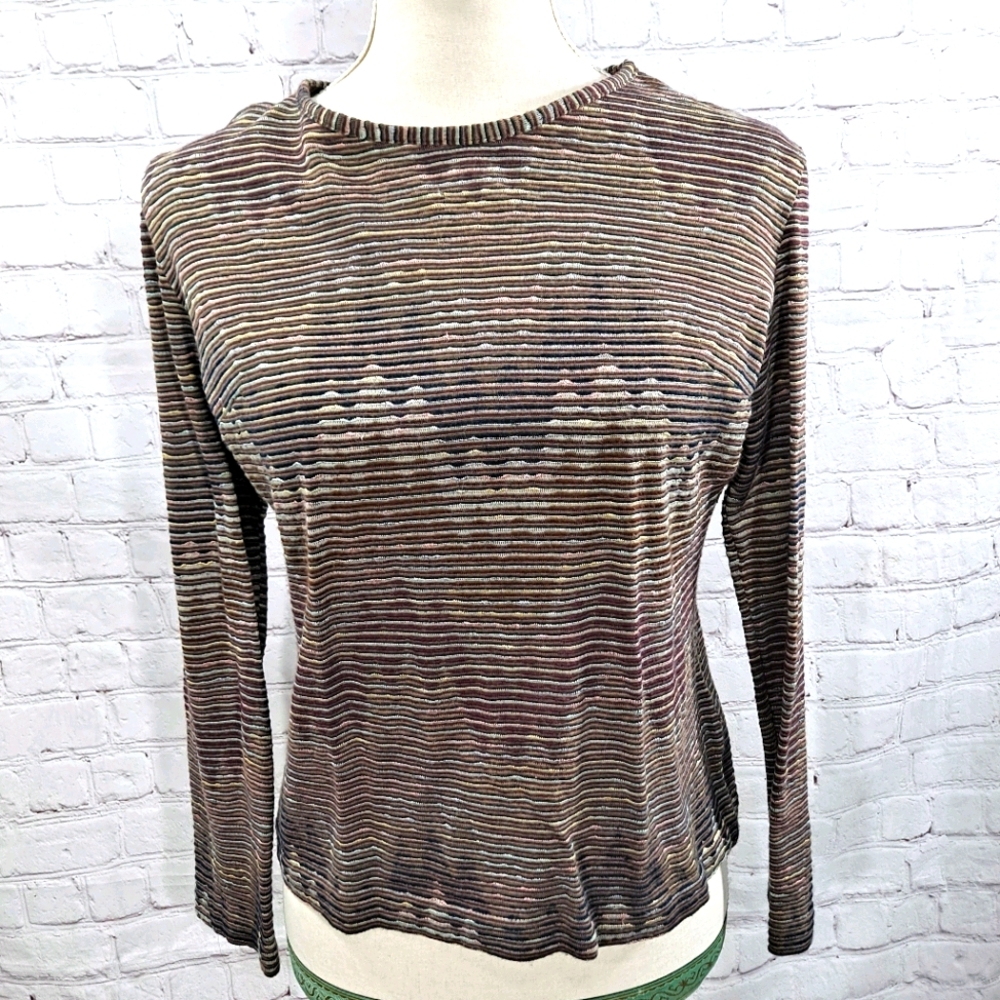 Missoni Sport Multi Color Stripe Long Sleeve Top